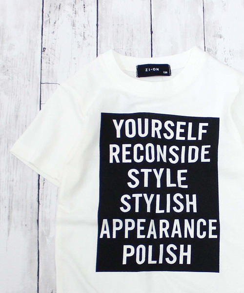 ZI-ON(ジーオン)の「ボックスロゴプリント半袖Tシャツ(Tシャツ/カットソー・キッズ・ロイヤルブルー/グリーン/ブラック系その他/ベージュ系その他/レッド/ピンク/ミント/モカ/グレー系その他/ホワイト系その他/ブラウン系その他/ブラック/ブラック系その他2/ベージュ/オフホワイト/杢グレー/ネイビー/ホワイト系その他2/その他3/その他2・100cm/110cm/120cm/130cm/140cm/150cm/160cm)」の2枚目の写真
