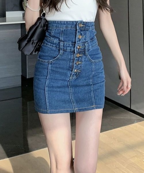 セール】ハウエスト デニムミニタイトスカート（デニムスカート