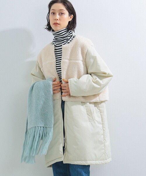 Ray BEAMS（レイビームス）の「Ray BEAMS / ボア キリカエ ジップ コート（その他アウター・レディース・オリーブ/ブラック/オフホワイト・0/1）」の12枚目の写真