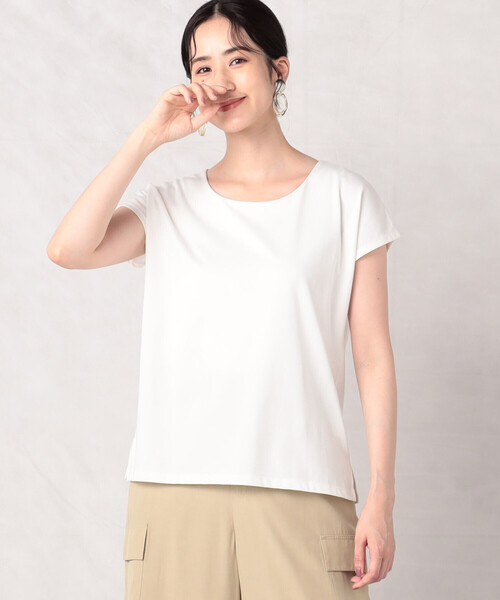 Comme　Ca　Mature（コムサマチュア）の「フレンチスリーブ　カットソー（Tシャツ/カットソー・レディース・ホワイト/ブラック/グレイッシュベージュ・FREE）」の2枚目の写真