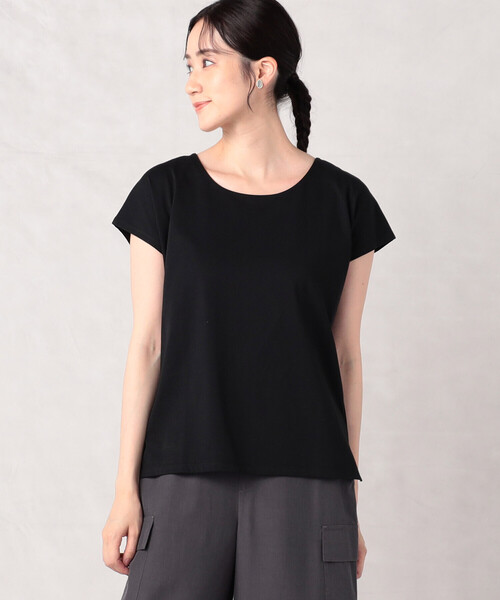 Comme　Ca　Mature（コムサマチュア）の「フレンチスリーブ　カットソー（Tシャツ/カットソー・レディース・ホワイト/ブラック/グレイッシュベージュ・FREE）」の3枚目の写真