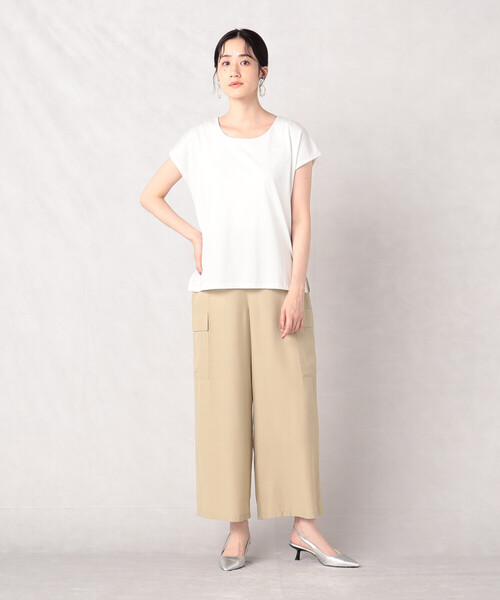 Comme　Ca　Mature（コムサマチュア）の「フレンチスリーブ　カットソー（Tシャツ/カットソー・レディース・ホワイト/ブラック/グレイッシュベージュ・FREE）」の4枚目の写真