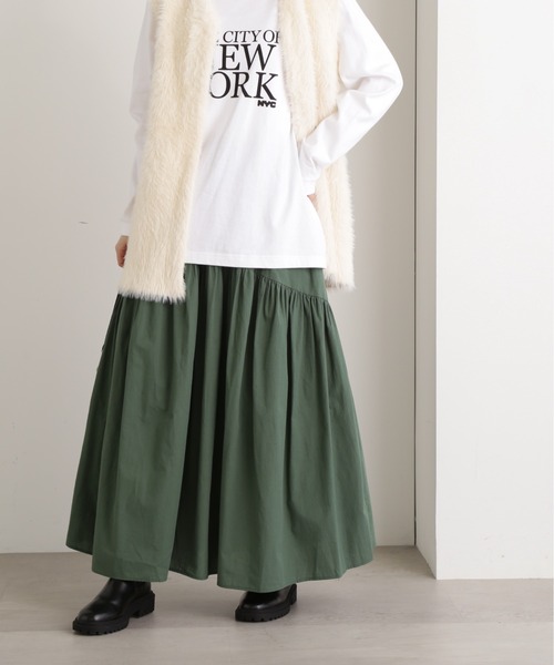 N.(N. Natural Beauty Basic)(エヌエヌナチュラルビューティーベーシック)の「◆コットンギャザーボリュームスカート(スカート・レディース・ブラック/グリーン/アイボリー・MEDIUM)」の3枚目の写真