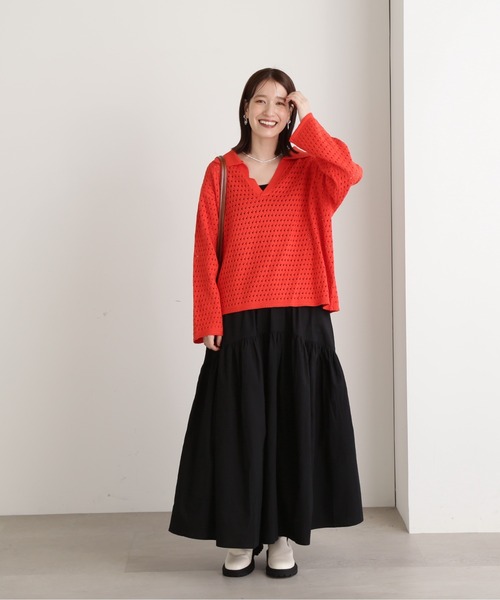 N.(N. Natural Beauty Basic)(エヌエヌナチュラルビューティーベーシック)の「◆コットンギャザーボリュームスカート(スカート・レディース・ブラック/グリーン/アイボリー・MEDIUM)」の4枚目の写真