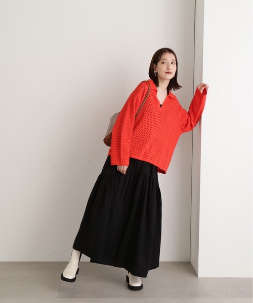 N.(N. Natural Beauty Basic)(エヌエヌナチュラルビューティーベーシック)の「◆コットンギャザーボリュームスカート(スカート・レディース・ブラック/グリーン/アイボリー・MEDIUM)」の9枚目の写真