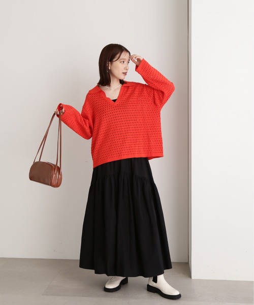 N.(N. Natural Beauty Basic)(エヌエヌナチュラルビューティーベーシック)の「◆コットンギャザーボリュームスカート(スカート・レディース・ブラック/グリーン/アイボリー・MEDIUM)」の14枚目の写真