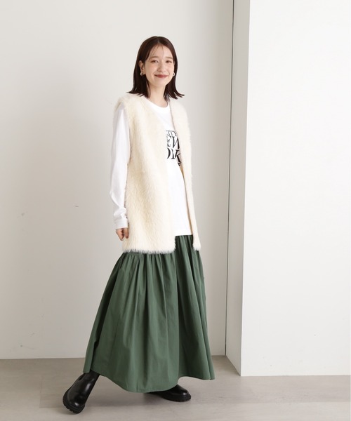 N.(N. Natural Beauty Basic)(エヌエヌナチュラルビューティーベーシック)の「◆コットンギャザーボリュームスカート(スカート・レディース・ブラック/グリーン/アイボリー・MEDIUM)」の12枚目の写真