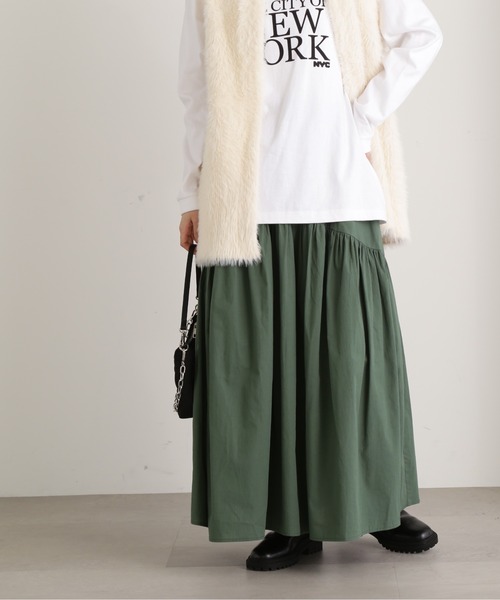 N.(N. Natural Beauty Basic)(エヌエヌナチュラルビューティーベーシック)の「◆コットンギャザーボリュームスカート(スカート・レディース・ブラック/グリーン/アイボリー・MEDIUM)」の5枚目の写真