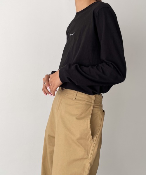 CANAL JEAN（キャナルジーン）の「El mar　standard刺繍ロングTシャツ（Tシャツ/カットソー・レディース・ブラック/ホワイト・ONE SIZE）」の7枚目の写真