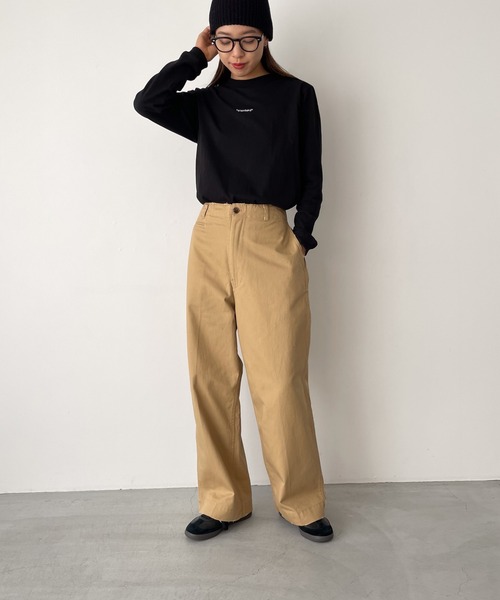 CANAL JEAN（キャナルジーン）の「El mar　standard刺繍ロングTシャツ（Tシャツ/カットソー・レディース・ブラック/ホワイト・ONE SIZE）」の9枚目の写真