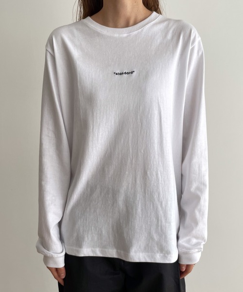 CANAL JEAN（キャナルジーン）の「El mar　standard刺繍ロングTシャツ（Tシャツ/カットソー・レディース・ブラック/ホワイト・ONE SIZE）」の10枚目の写真