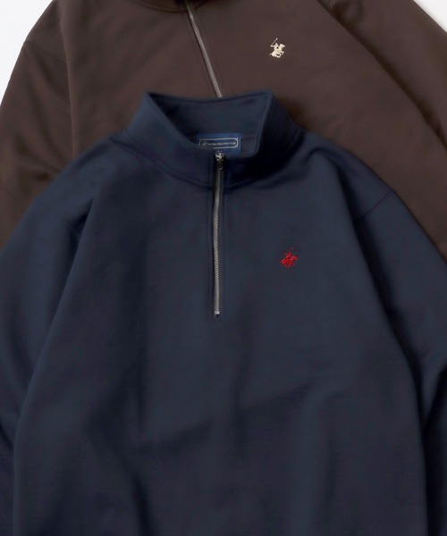 BEVERLY HILLS POLO CLUB（ビバリーヒルズポロクラブ）の「BEVERLY HILLS POLO CLUB/ビバリーヒルズポロクラブ 別注 オーバーサイズ 裏起毛 ロゴ ワンポイント刺繍 ハーフジップ スウェット トレーナー/長袖 トップス プルオーバー/レディース メンズ（スウェット・レディース・ネイビー/ブラウン/グリーン/アイボリー/スミクロ/アッシュグレー/グレー系その他/ホワイト系その他/ブラック系その他/ブルー系その他/ブラウン系その他・LL/M/L）」の10枚目の写真
