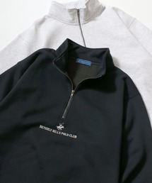 BEVERLY HILLS POLO CLUB/ビバリーヒルズポロクラブ 別注 オーバーサイズ 裏起毛 ロゴ ワンポイント刺繍 ハーフジップ スウェット トレーナー/長袖 トップス プルオーバー/レディース メンズ