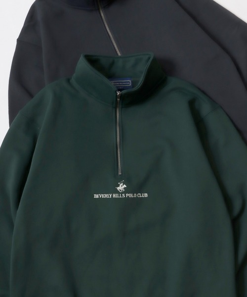 BEVERLY HILLS POLO CLUB（ビバリーヒルズポロクラブ）の「BEVERLY HILLS POLO CLUB/ビバリーヒルズポロクラブ 別注 オーバーサイズ 裏起毛 ロゴ ワンポイント刺繍 ハーフジップ スウェット トレーナー/長袖 トップス プルオーバー/レディース メンズ（スウェット・レディース・ネイビー/ブラウン/グリーン/アイボリー/スミクロ/アッシュグレー/グレー系その他/ホワイト系その他/ブラック系その他/ブルー系その他/ブラウン系その他・LL/M/L）」の9枚目の写真