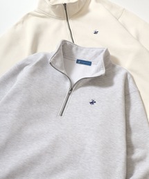 BEVERLY HILLS POLO CLUB（ビバリーヒルズポロクラブ）の「BEVERLY HILLS POLO CLUB/ビバリーヒルズポロクラブ 別注 オーバーサイズ 裏起毛 ロゴ ワンポイント刺繍 ハーフジップ スウェット トレーナー/長袖 トップス プルオーバー/レディース メンズ（スウェット・メンズ）」