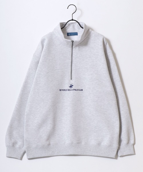 BEVERLY HILLS POLO CLUB（ビバリーヒルズポロクラブ）の「BEVERLY HILLS POLO CLUB/ビバリーヒルズポロクラブ 別注 オーバーサイズ 裏起毛 ロゴ ワンポイント刺繍 ハーフジップ スウェット トレーナー/長袖 トップス プルオーバー/レディース メンズ（スウェット・レディース・ネイビー/ブラウン/グリーン/アイボリー/スミクロ/アッシュグレー/グレー系その他/ホワイト系その他/ブラック系その他/ブルー系その他/ブラウン系その他・LL/M/L）」の19枚目の写真
