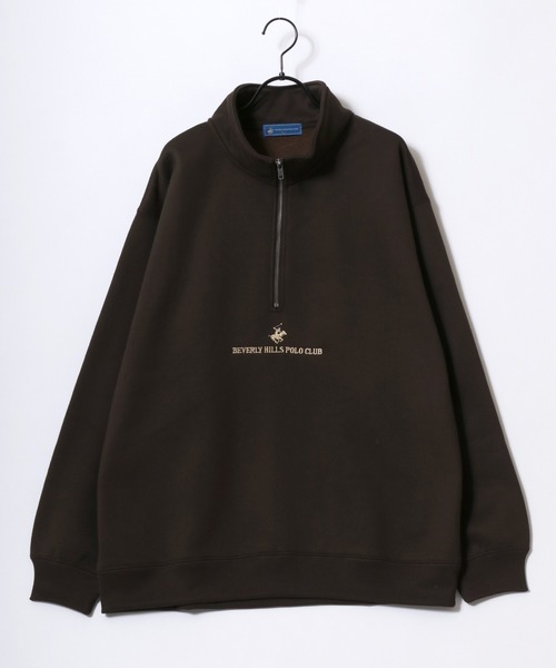 BEVERLY HILLS POLO CLUB（ビバリーヒルズポロクラブ）の「BEVERLY HILLS POLO CLUB/ビバリーヒルズポロクラブ 別注 オーバーサイズ 裏起毛 ロゴ ワンポイント刺繍 ハーフジップ スウェット トレーナー/長袖 トップス プルオーバー/レディース メンズ（スウェット・レディース・ネイビー/ブラウン/グリーン/アイボリー/スミクロ/アッシュグレー/グレー系その他/ホワイト系その他/ブラック系その他/ブルー系その他/ブラウン系その他・LL/M/L）」の20枚目の写真