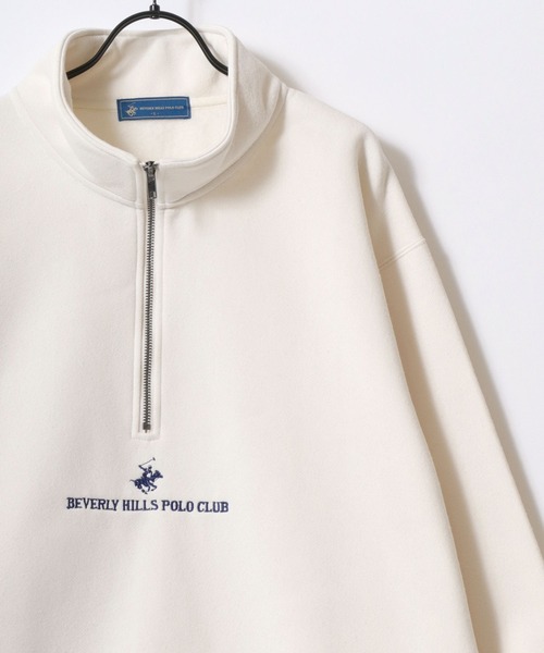 BEVERLY HILLS POLO CLUB（ビバリーヒルズポロクラブ）の「BEVERLY HILLS POLO CLUB/ビバリーヒルズポロクラブ 別注 オーバーサイズ 裏起毛 ロゴ ワンポイント刺繍 ハーフジップ スウェット トレーナー/長袖 トップス プルオーバー/レディース メンズ（スウェット・レディース・ネイビー/ブラウン/グリーン/アイボリー/スミクロ/アッシュグレー/グレー系その他/ホワイト系その他/ブラック系その他/ブルー系その他/ブラウン系その他・LL/M/L）」の12枚目の写真