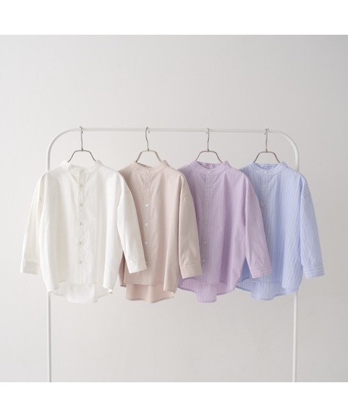 b・ROOM（ビールーム）の「アソートバンドカラービッグシャツ（シャツ/ブラウス・キッズ・ベージュ/ラベンダー/オフホワイト/サックスブルー・120cm/140cm/130cm/150cm/110cm/100cm）」の5枚目の写真