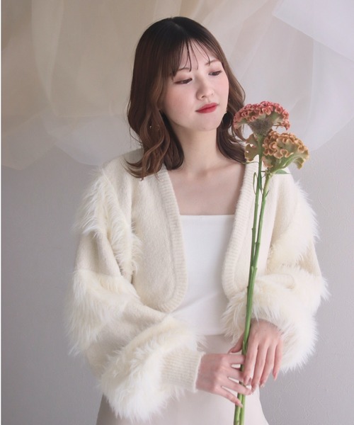 mellowneon（メロウネオン）の「ファースリーブボレロニットカーディガン（カーディガン/ボレロ・レディース・ホワイト・FREE）」の5枚目の写真