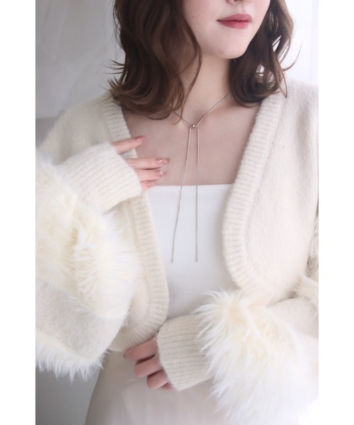 mellowneon（メロウネオン）の「ファースリーブボレロニットカーディガン（カーディガン/ボレロ・レディース・ホワイト・FREE）」の7枚目の写真