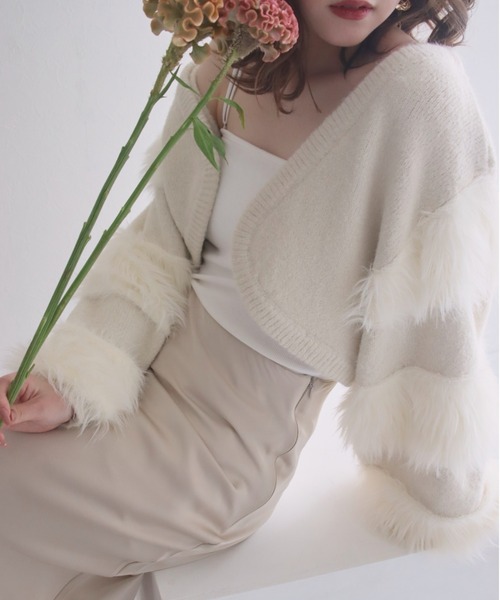 mellowneon（メロウネオン）の「ファースリーブボレロニットカーディガン（カーディガン/ボレロ・レディース・ホワイト・FREE）」の12枚目の写真