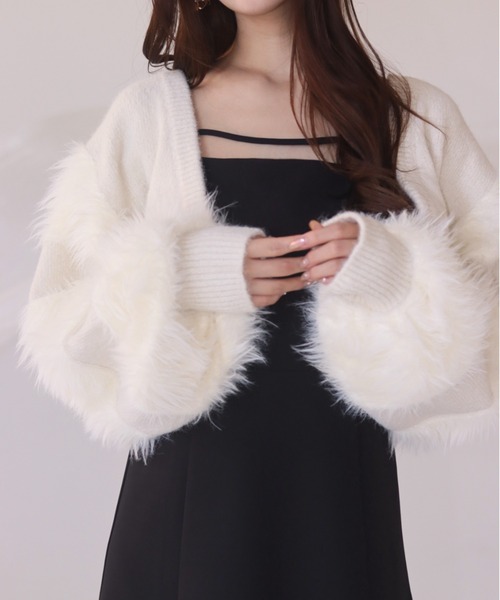 mellowneon（メロウネオン）の「ファースリーブボレロニットカーディガン（カーディガン/ボレロ・レディース・ホワイト・FREE）」の8枚目の写真