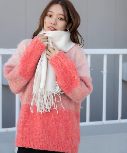 SENSE OF PLACE by URBAN RESEARCH（センスオブプレイスバイアーバンリサーチ）の「『ユニセックス』無地ストール（マフラー・レディース・オレンジ/ブラック/グリーン系その他/アイボリー/チャコールグレー/レッド/ダークブラウン/ライトベージュ/オートミール・ONE）」の17枚目の写真