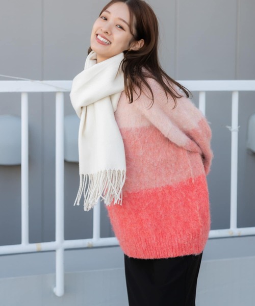 SENSE OF PLACE by URBAN RESEARCH（センスオブプレイスバイアーバンリサーチ）の「『ユニセックス』無地ストール（マフラー・レディース・オレンジ/ブラック/グリーン系その他/アイボリー/チャコールグレー/レッド/ダークブラウン/ライトベージュ/オートミール・ONE）」の18枚目の写真