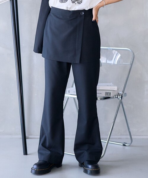 パラスパレス　巻きスカートパンツ　ネイビー パラスパレス 巻きスカートパンツ ネイビー - メルカリ