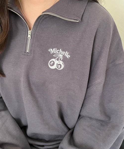 nemne store（ネンネストア）の「【低身長サイズあり】アソート柄裏起毛ハーフジップスウェット（スウェット・レディース・オートミール/グレー/ブルー/ピンク/スミクロ/クリーム/グリーン/ネイビー・SMALL/MEDIUM）」の16枚目の写真