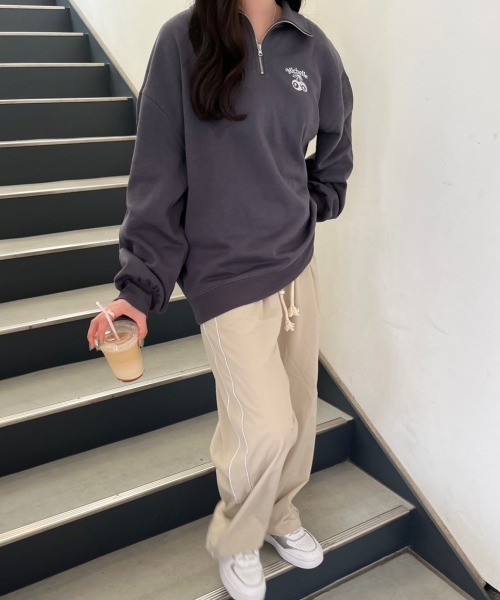 nemne store（ネンネストア）の「【低身長サイズあり】アソート柄裏起毛ハーフジップスウェット（スウェット・レディース・オートミール/グレー/ブルー/ピンク/スミクロ/クリーム/グリーン/ネイビー・SMALL/MEDIUM）」の17枚目の写真