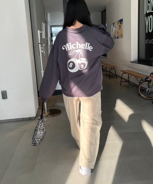 nemne store（ネンネストア）の「【低身長サイズあり】アソート柄裏起毛ハーフジップスウェット（スウェット・レディース・オートミール/グレー/ブルー/ピンク/スミクロ/クリーム/グリーン/ネイビー・SMALL/MEDIUM）」の18枚目の写真