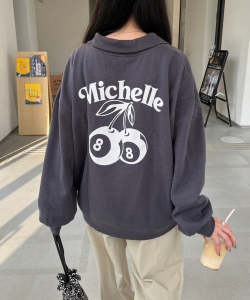 nemne store（ネンネストア）の「【低身長サイズあり】アソート柄裏起毛ハーフジップスウェット（スウェット・レディース・オートミール/グレー/ブルー/ピンク/スミクロ/クリーム/グリーン/ネイビー・SMALL/MEDIUM）」の11枚目の写真