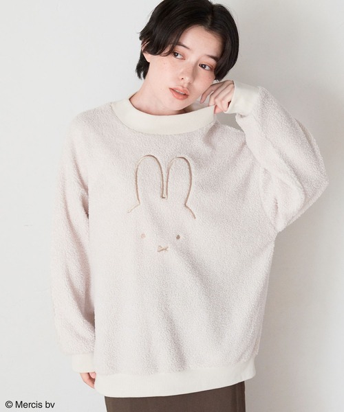 Miffy( ミッフィー)の「【miffiy/ミッフィー】ミッフィーブークレもこもこプルオーバー▲終了▲(ニット/セーター・レディース・オフホワイト/モカ/ネイビー/杢グレー・M/LL/3L/L)」の2枚目の写真