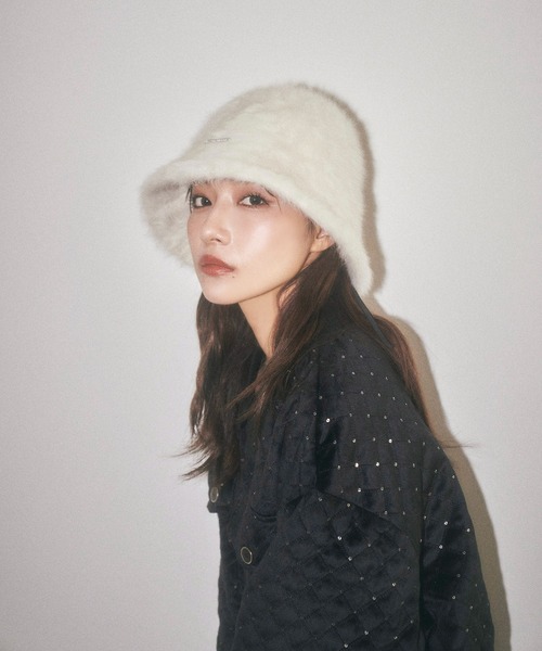 ANDGEEBEE（アンジービー）の「シャギーバケットハット（ハット・レディース・ブラック/ホワイト・FREE）」の2枚目の写真