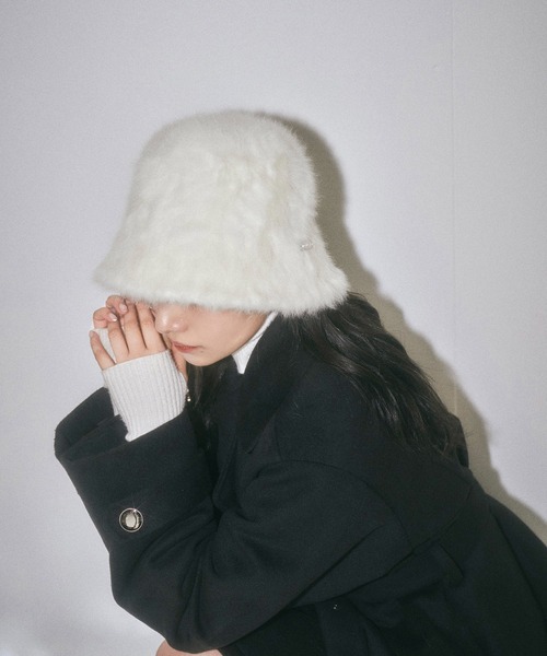 ANDGEEBEE（アンジービー）の「シャギーバケットハット（ハット・レディース・ブラック/ホワイト・FREE）」の4枚目の写真