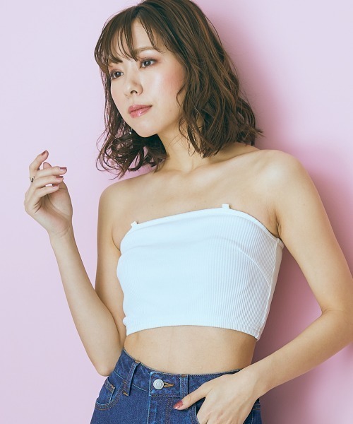 marun（マルン）の「＜大きいサイズ＞  チューブトップ　marun（キャミソール・レディース・オフホワイト/ブラック・3L/L/4L/5L/LL）」の6枚目の写真