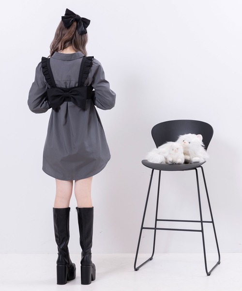 DearMyLoveRose(ディアマイラブローズ)の「ボウタイチュニックシャツワンピース #シワになりにくい(ワンピース・レディース・チャコール/チェック/ホワイト・LARGE/XX-LARGE/X-LARGE/MEDIUM)」の17枚目の写真
