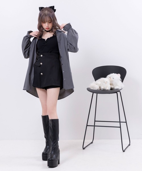 DearMyLoveRose(ディアマイラブローズ)の「ボウタイチュニックシャツワンピース #シワになりにくい(ワンピース・レディース・チャコール/チェック/ホワイト・LARGE/XX-LARGE/X-LARGE/MEDIUM)」の18枚目の写真