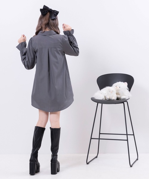 DearMyLoveRose(ディアマイラブローズ)の「ボウタイチュニックシャツワンピース #シワになりにくい(ワンピース・レディース・チャコール/チェック/ホワイト・LARGE/XX-LARGE/X-LARGE/MEDIUM)」の20枚目の写真