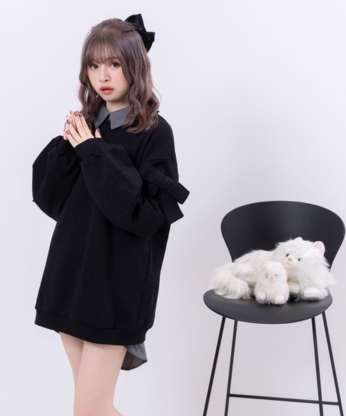 DearMyLoveRose(ディアマイラブローズ)の「ボウタイチュニックシャツワンピース #シワになりにくい(ワンピース・レディース・チャコール/チェック/ホワイト・LARGE/XX-LARGE/X-LARGE/MEDIUM)」の21枚目の写真