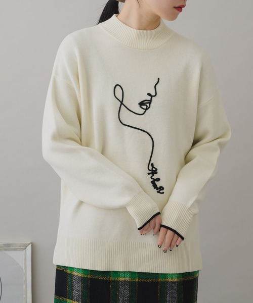 1000-18Y0482★キャサリンロス 美品★春の上下セット！白ニット×花柄ポピーのスカート M □ヨーガンレール JURGEN LEHL *コットン総柄ワンピース*L綿ストレッチ