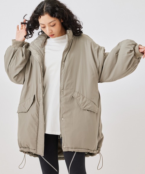 NERGY（ナージー）の「袖取り外しスタンドカラーモンスターコート（ダウンジャケット/コート・レディース・ブラック/グリーン/ホワイト・M）」の3枚目の写真