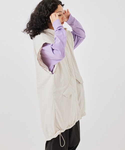 NERGY（ナージー）の「袖取り外しスタンドカラーモンスターコート（ダウンジャケット/コート・レディース・ブラック/グリーン/ホワイト・M）」の6枚目の写真