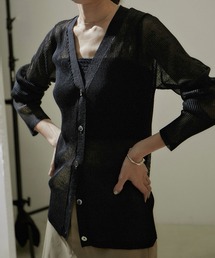 SALON adam et rope' | シアープリーツVネックカーディガン【洗える】(カーディガン/ボレロ)