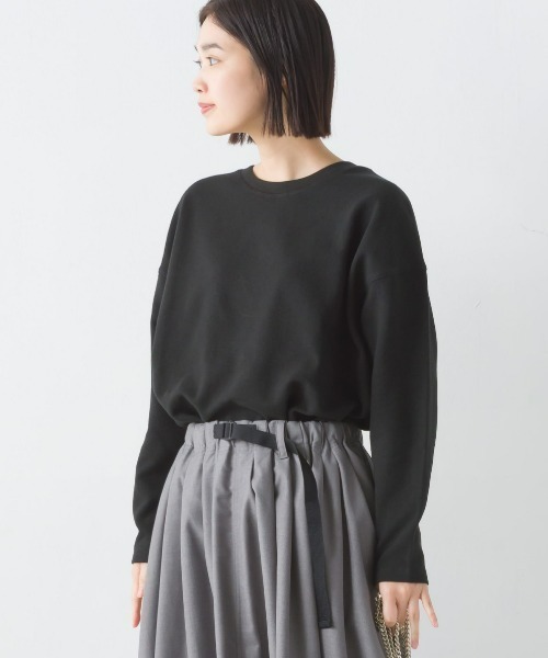 OMNES（オムネス）の「リップルダブルフェイス裾ラウンド長袖Tシャツ（Tシャツ/カットソー・レディース・ブラック/ベージュ/ホワイト/ネイビー・LARGE/MEDIUM）」の2枚目の写真