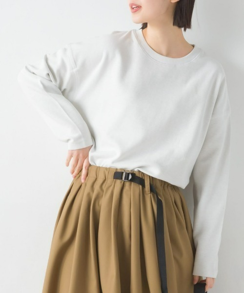 OMNES（オムネス）の「リップルダブルフェイス裾ラウンド長袖Tシャツ（Tシャツ/カットソー・レディース・ブラック/ベージュ/ホワイト/ネイビー・LARGE/MEDIUM）」の5枚目の写真