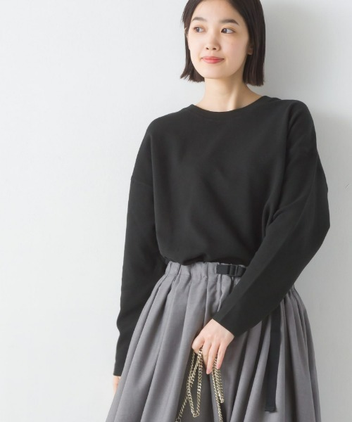OMNES（オムネス）の「リップルダブルフェイス裾ラウンド長袖Tシャツ（Tシャツ/カットソー・レディース・ブラック/ベージュ/ホワイト/ネイビー・LARGE/MEDIUM）」の10枚目の写真
