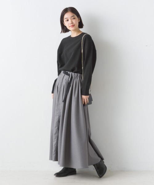 OMNES（オムネス）の「リップルダブルフェイス裾ラウンド長袖Tシャツ（Tシャツ/カットソー・レディース・ブラック/ベージュ/ホワイト/ネイビー・LARGE/MEDIUM）」の13枚目の写真